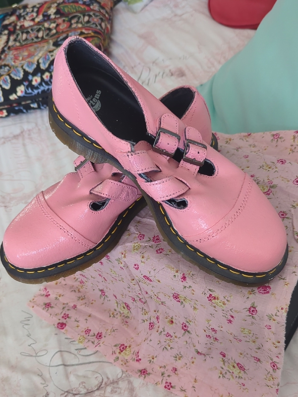 Doc Martens Air Wair Mary Janes DIY Custom Color Petal Pink Size 11 - Picture 7 of 15